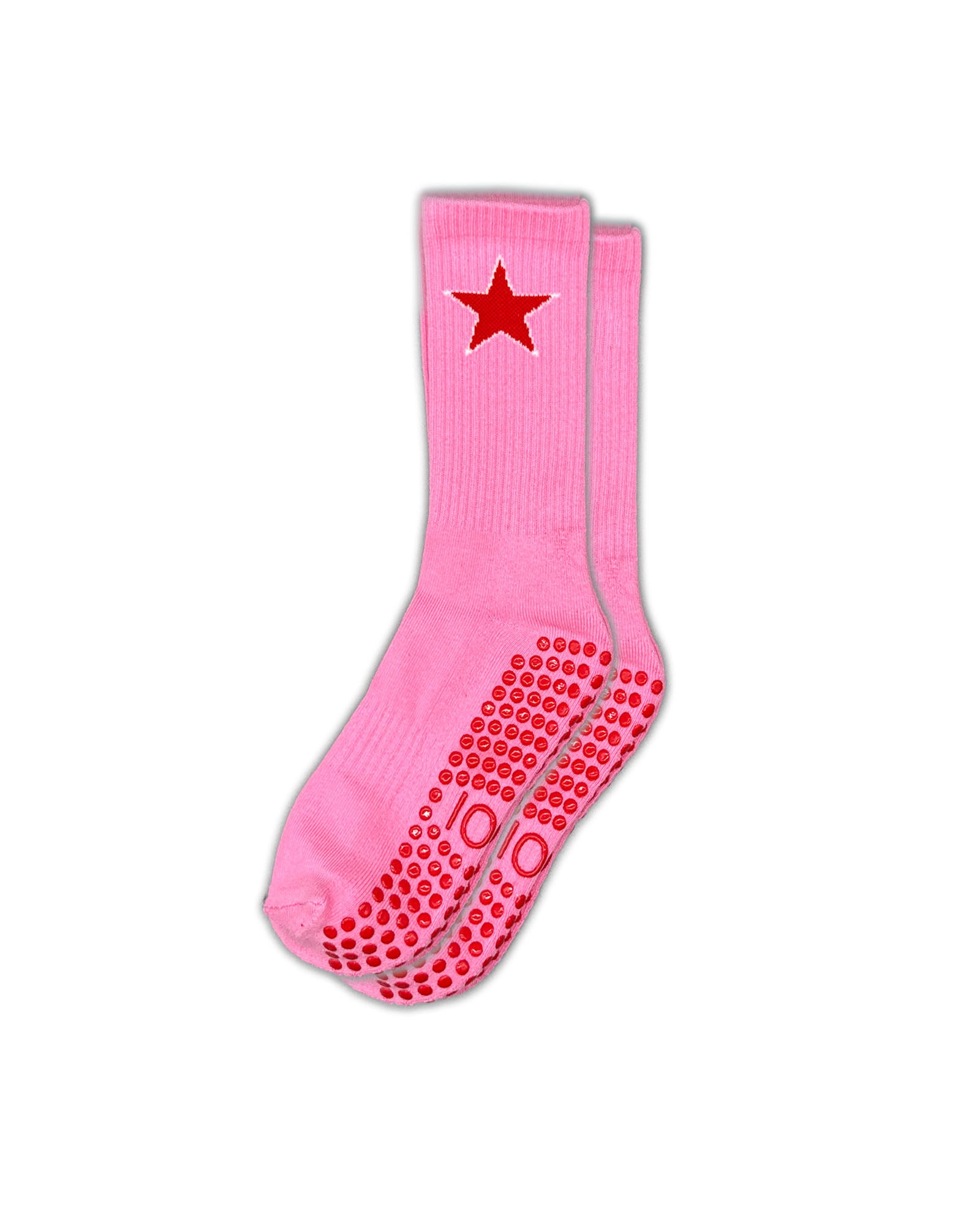 Pink Star Crew Grip Socks