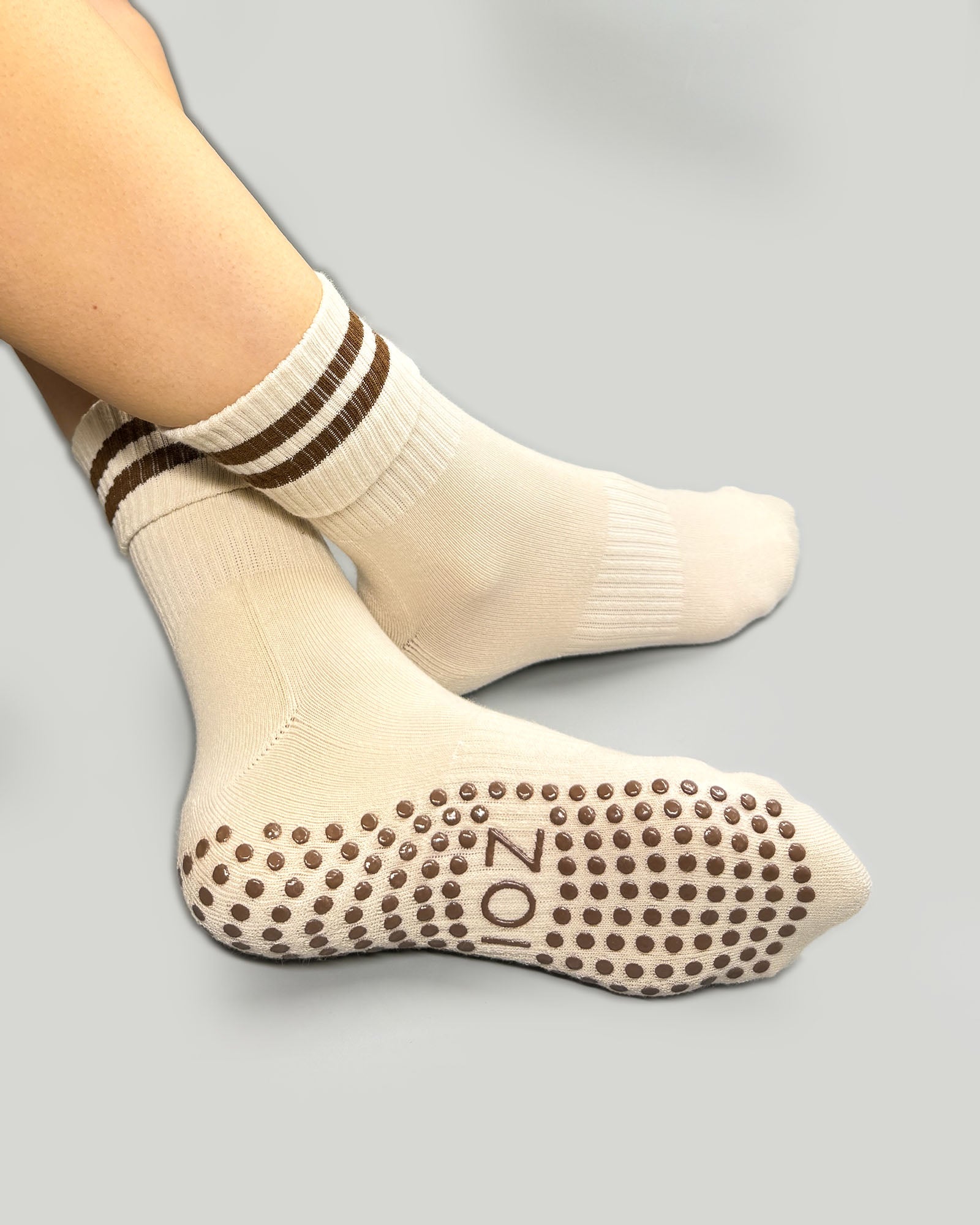 Brown Stripes Crew Grip Socks