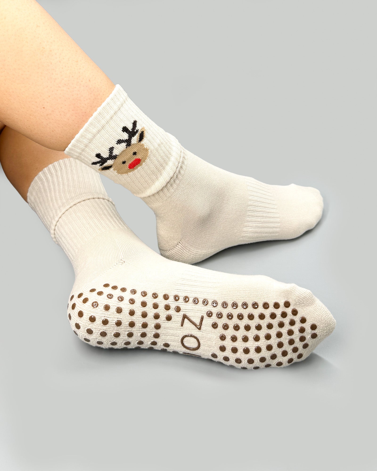 Reindeer Crew Grip Socks