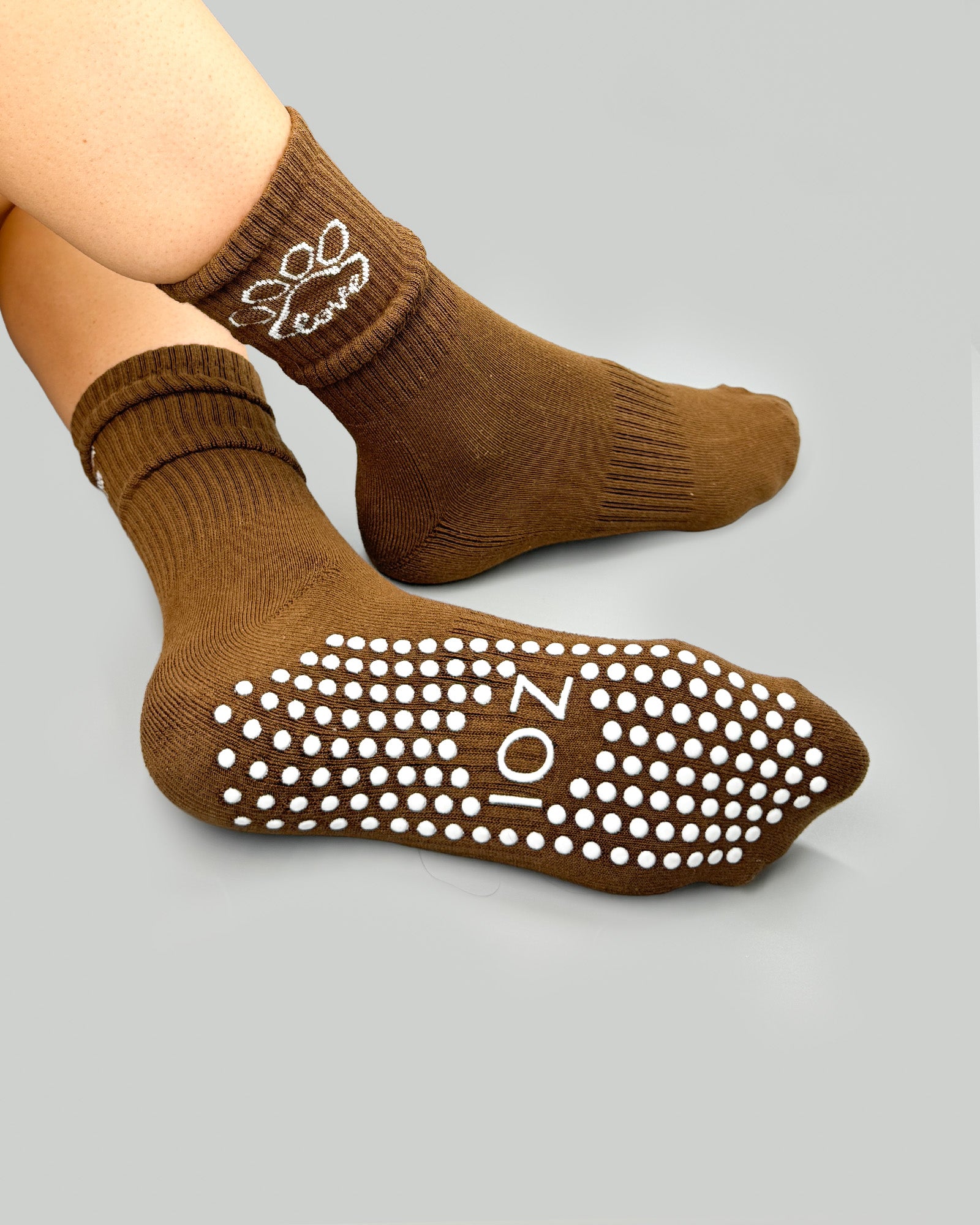 Brown Paw Crew Grip Socks