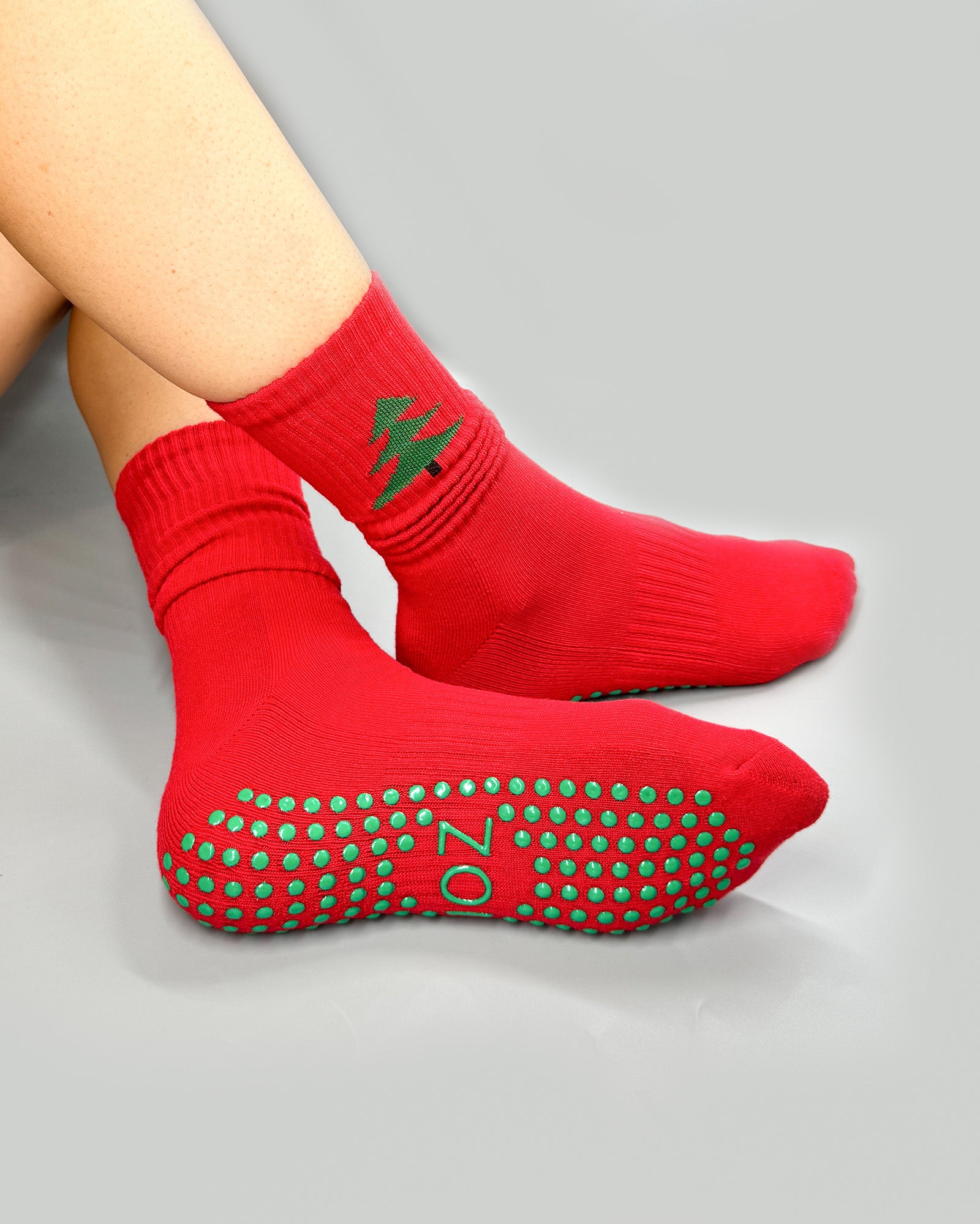 Red Tree Crew Grip Socks