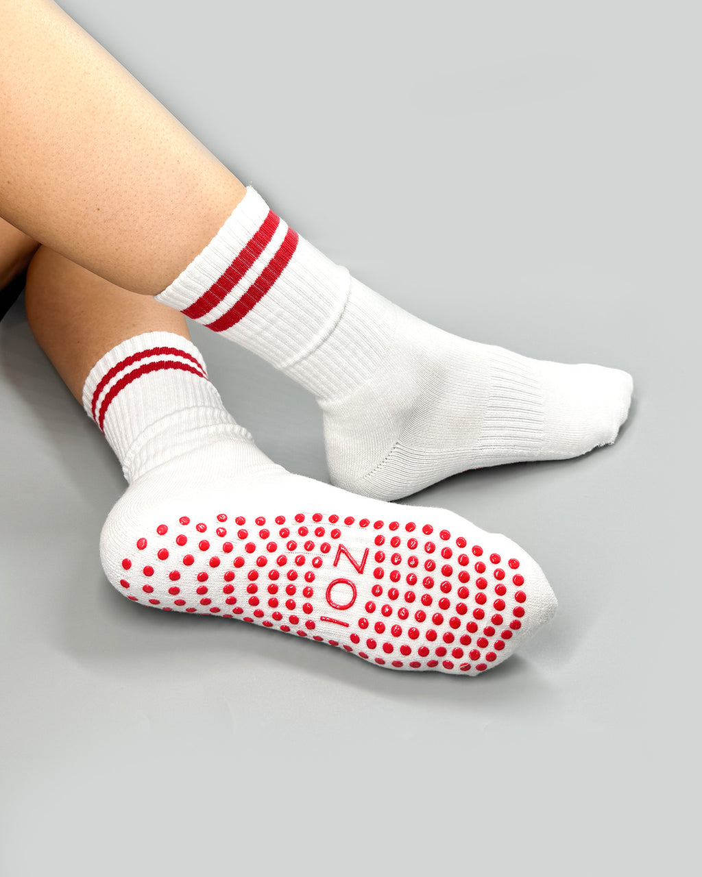Red Stripe Crew Grip Socks