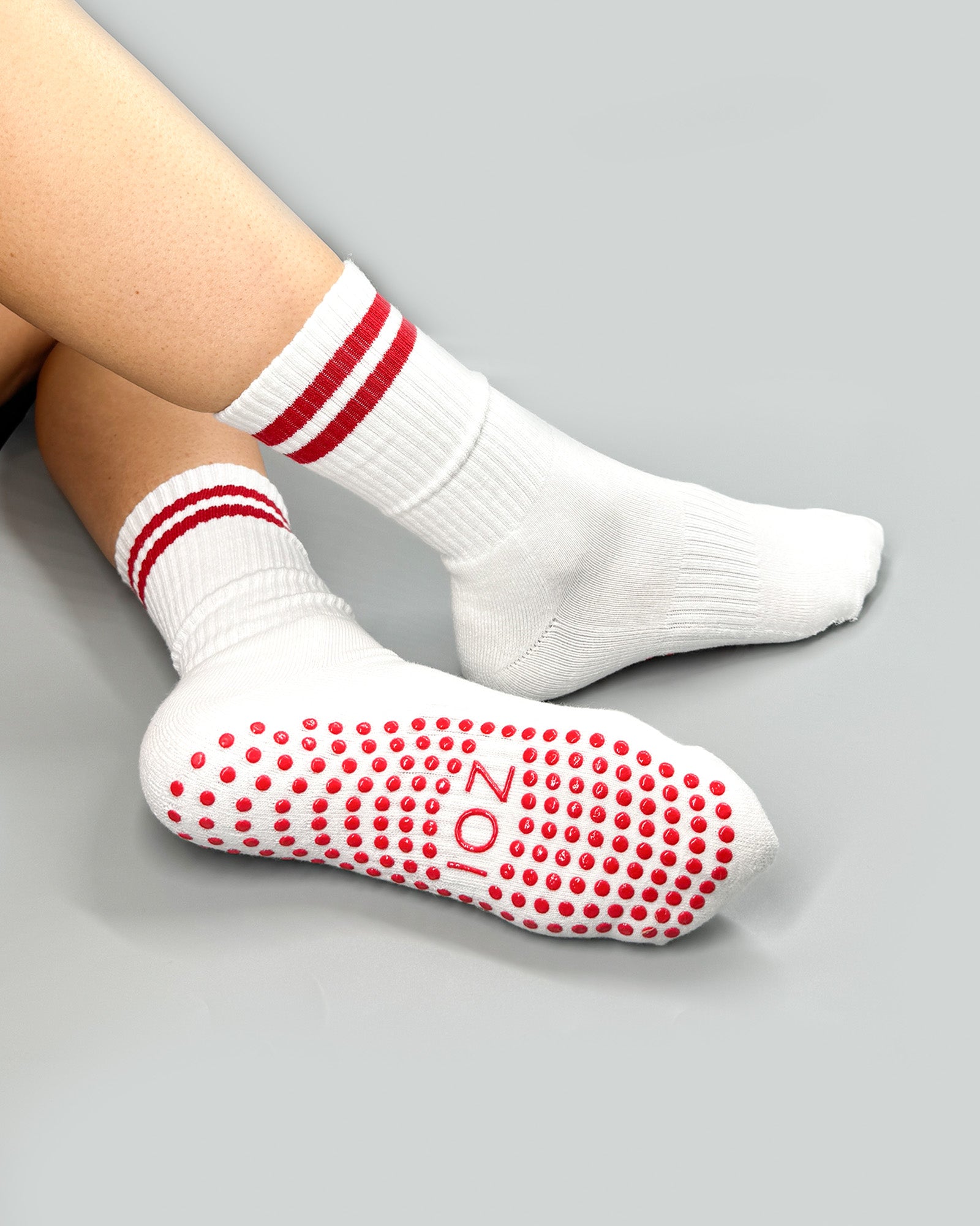 Red Stripe Crew Grip Socks