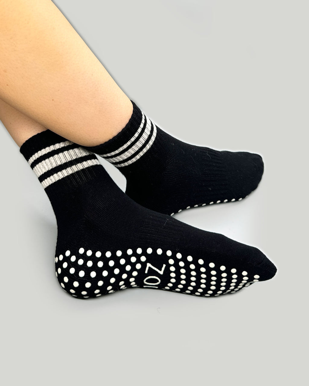 Black Stripe Ankle Grip Socks