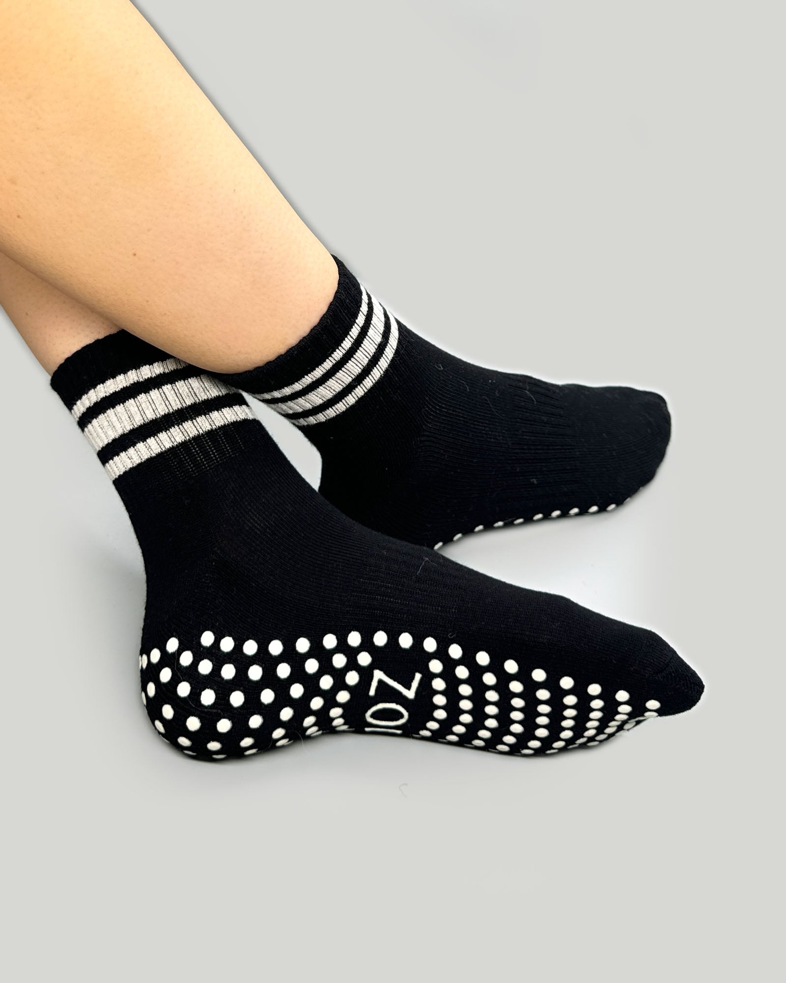 Black Stripe Ankle Grip Socks