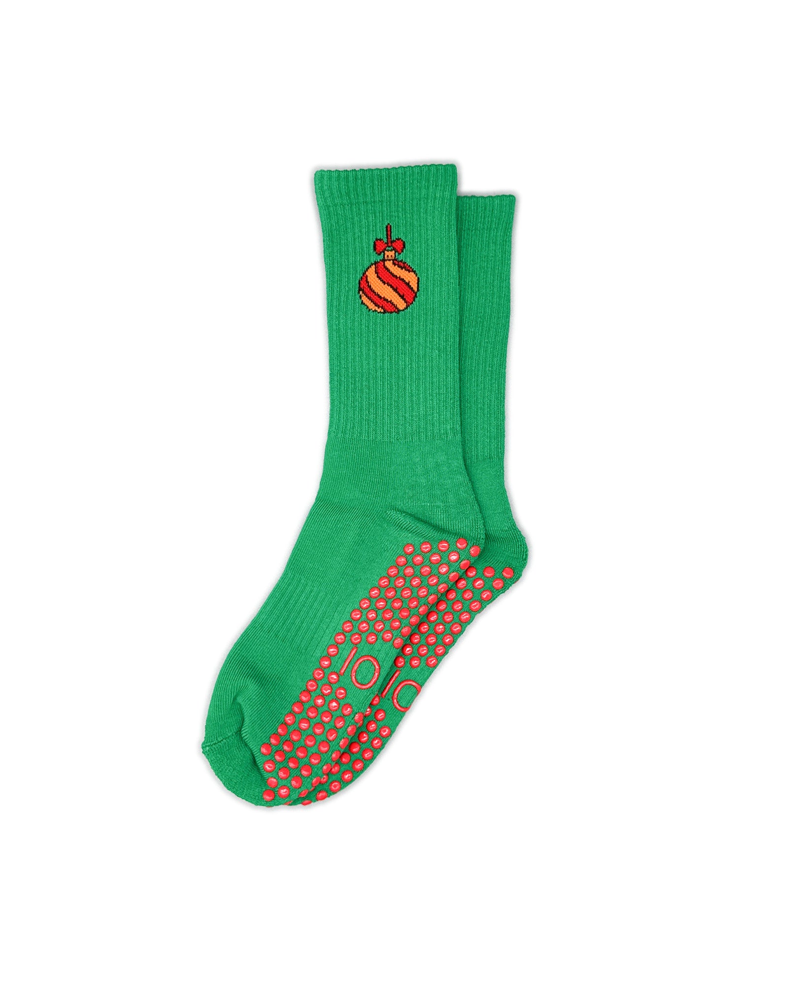 Green Ornament Crew Grip Socks