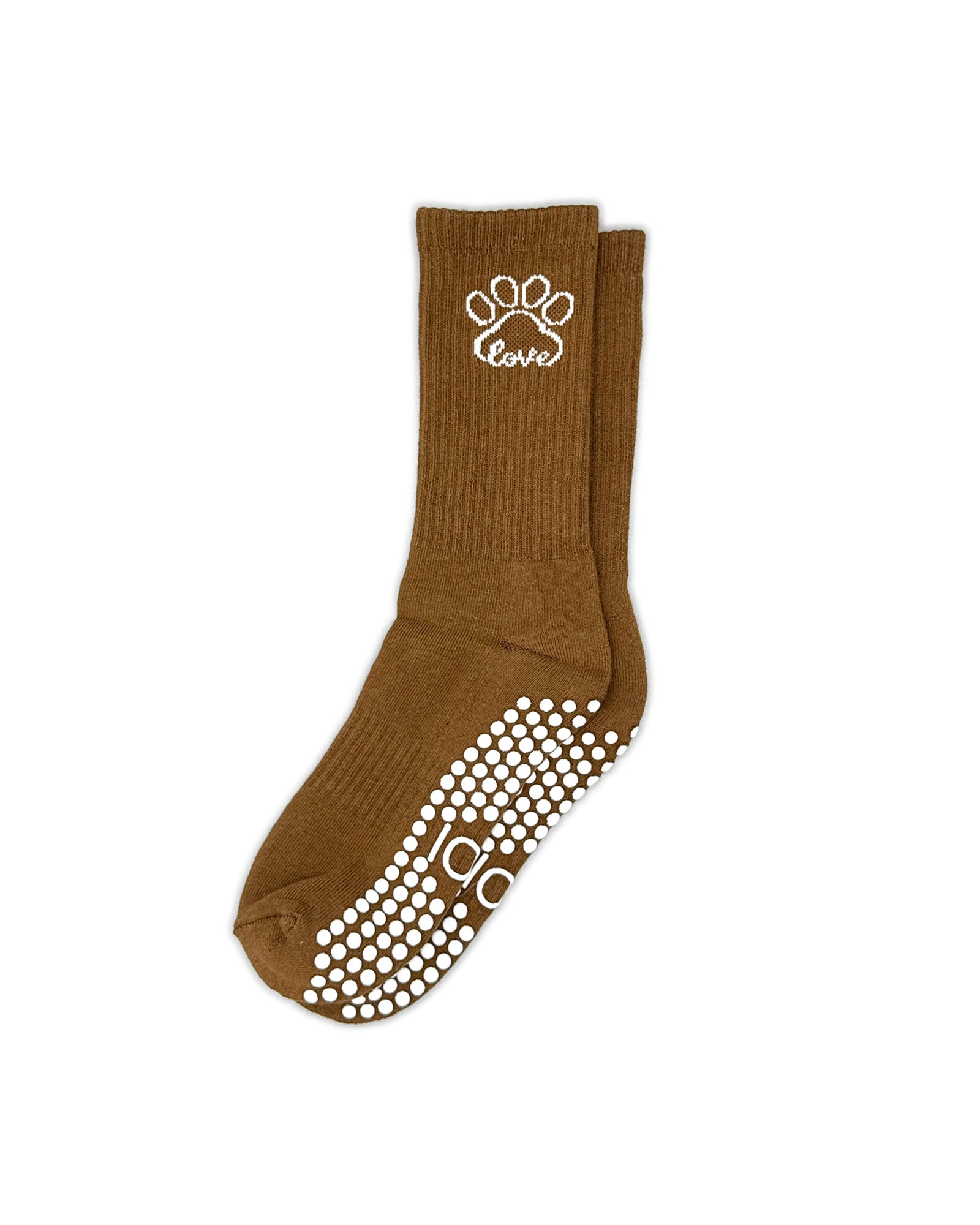 Brown Paw Crew Grip Socks