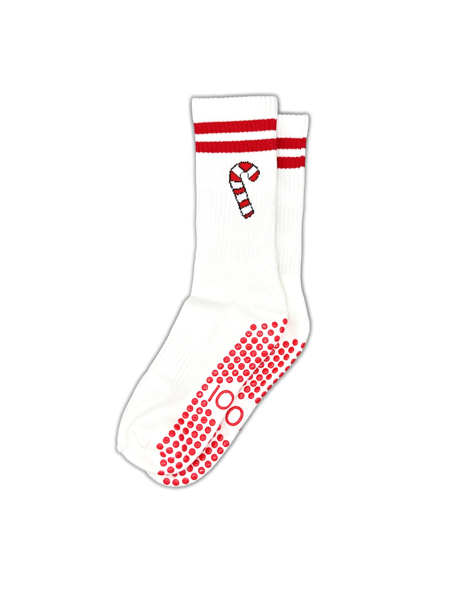 Red CandyCane Crew Grip Socks