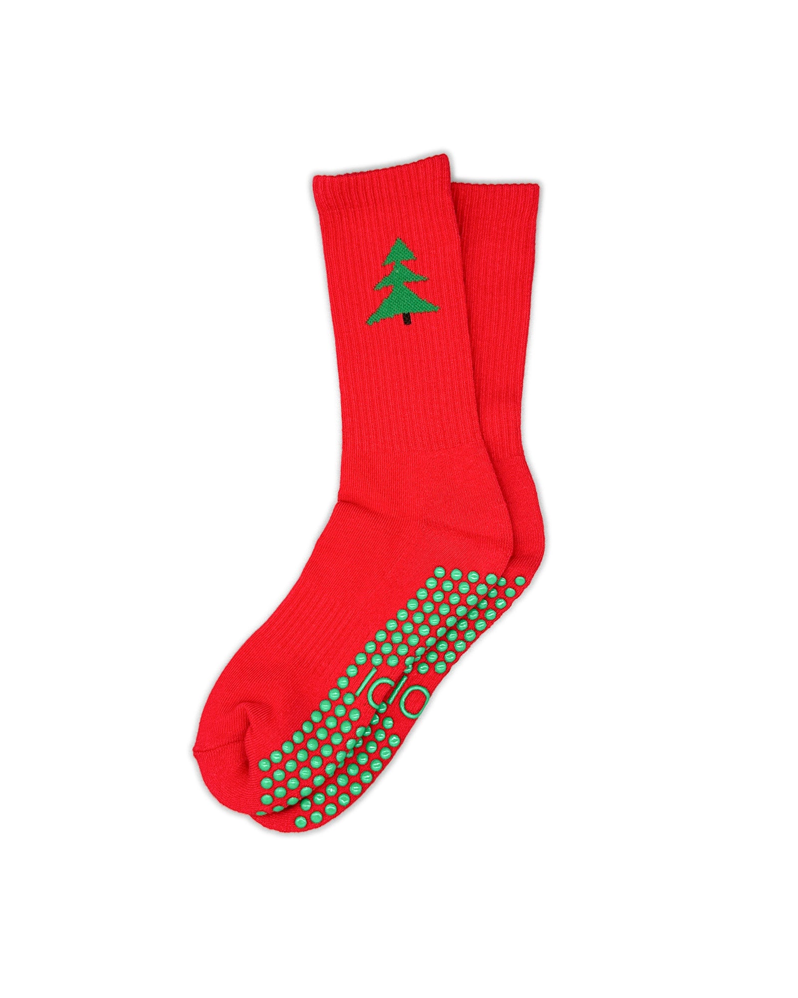 Red Tree Crew Grip Socks
