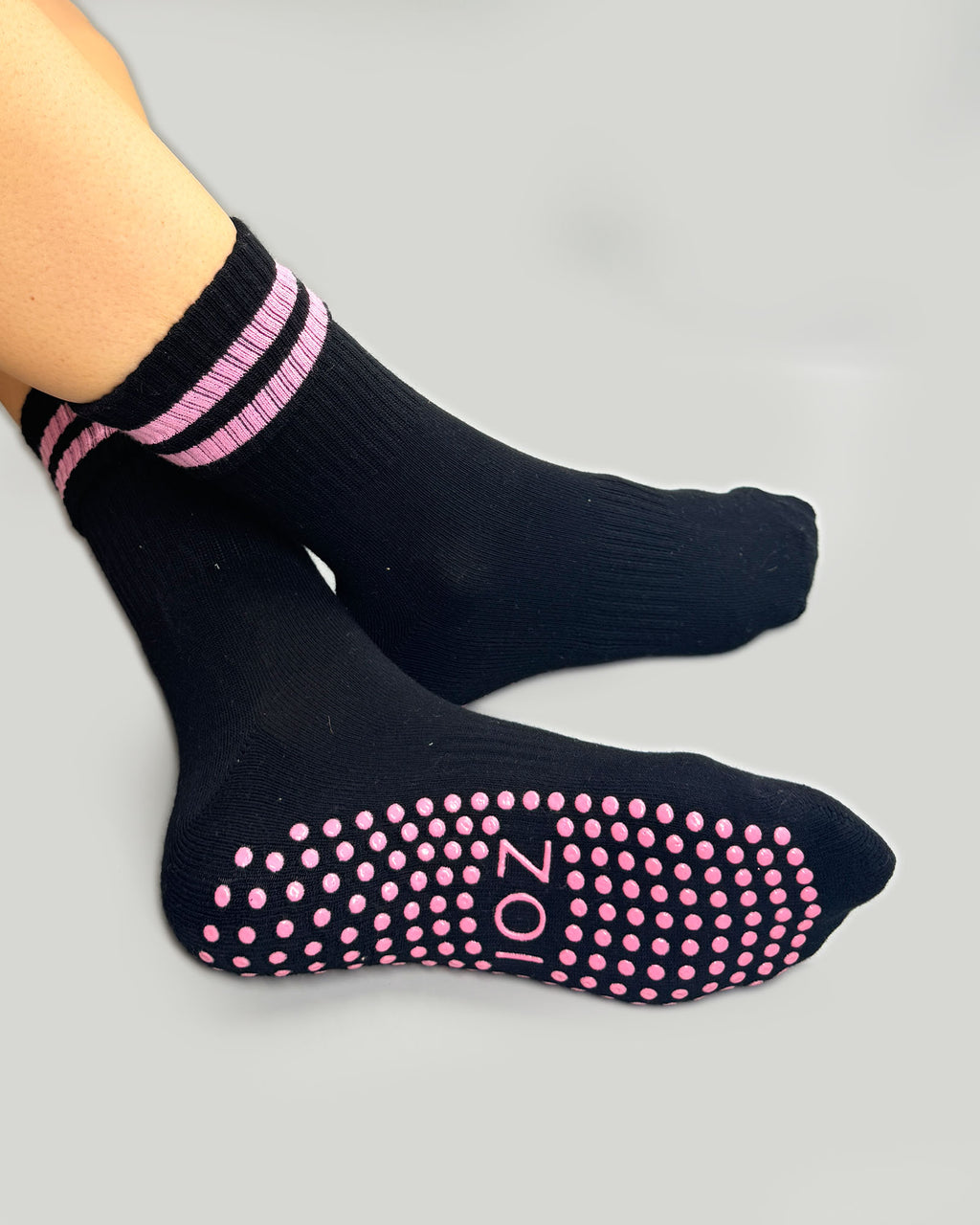 Black & Pink Crew Grip Socks