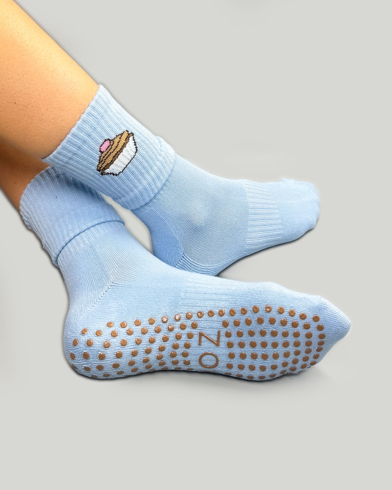 Blue Cupcake Crew Grip Socks